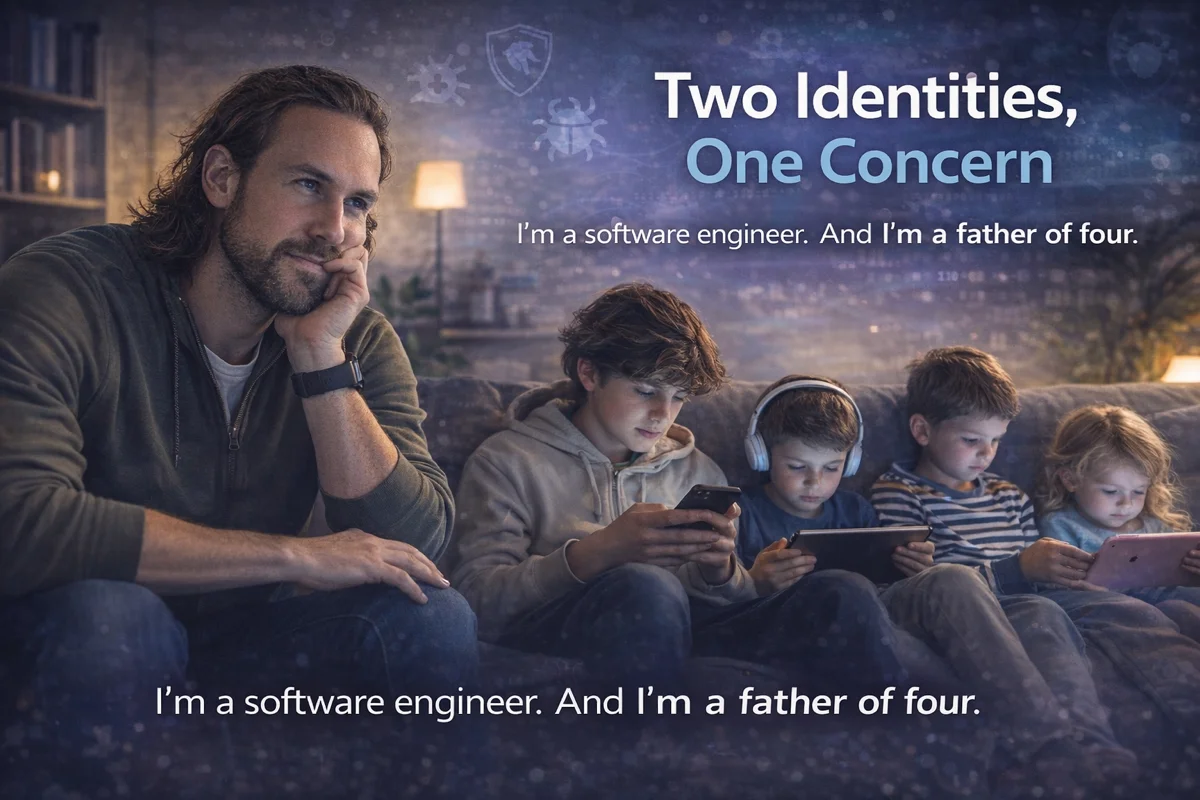 Parent and child thoughtfully considering technology and wellbeing