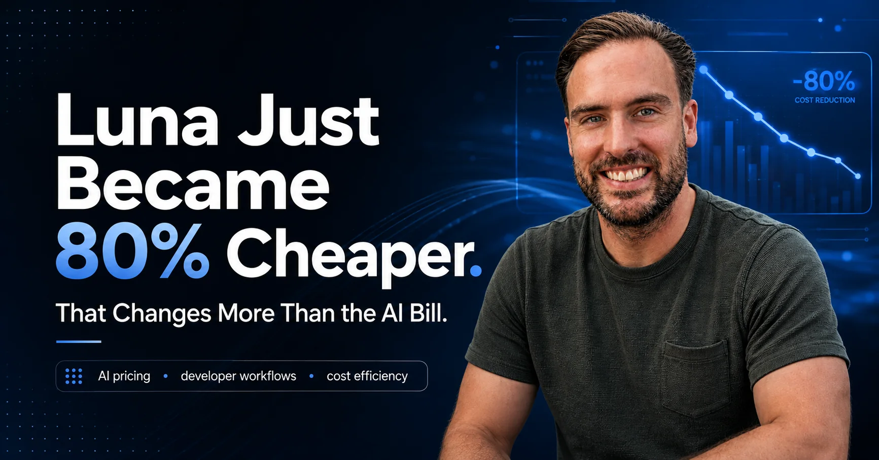 Luna pricing update showing an 80 percent cost reduction for developer workflows